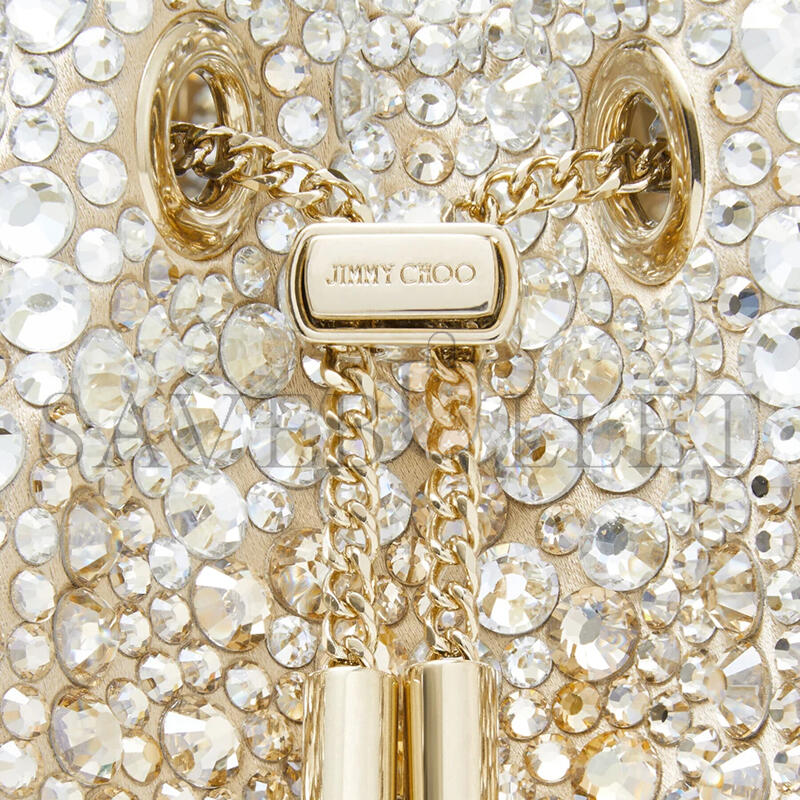 J1m*y Ch00 bon bon gold satin crystal handbag bonbonxdr (15*14*9.5cm)